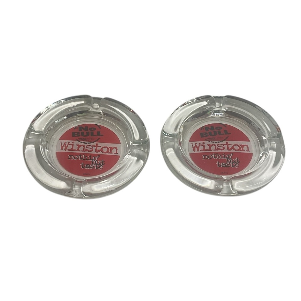 WINSTON NO BULL  Nothin' But Taste Set of 2 Vintage Souvenir Ashtrays
